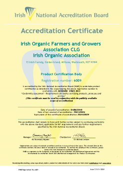 Irish Organic Farmers & Growers Association Cert 6009 summary image